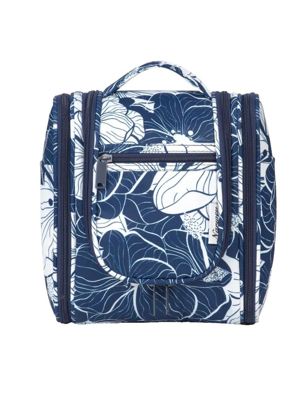 Narwey Hanging Travel Toiletry Bag Cosmetic Make Up 10"x 7"x 4" BlueWhite Floral